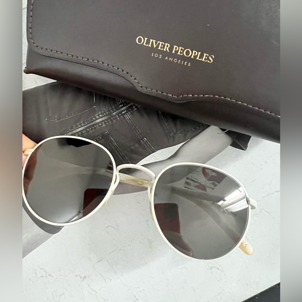 Oliver Peoples Unisex Ivory  Round Sunglasses